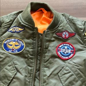 Boys Reversible Top Gun Flight Jacket with Badges